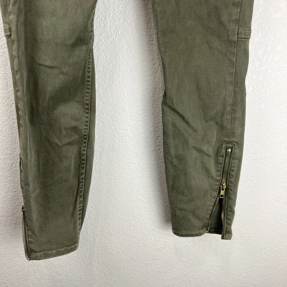 Mother Jeans Women 25 Green Crop Zipper‎ Zip Muse Moss Military